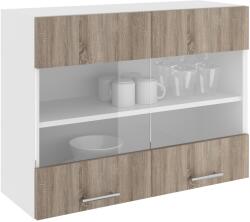 haaus Corp Superior Karo, 2 Usi, cu sticla, Stejar Sonoma Inchis/Alb, 80 x 30 x 60 cm (917463)