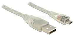 Delock USB 2.0-s kábel A-típusú csatlakozódugóval > USB 2.0 Micro-B csatlakozódugóval 2 m, áttetsző (DL83901) (DL83901)