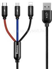 Baseus töltőkábel 3in1 (USB - Type-C/lightning/microUSB, 3.5A, törésgátló, 30cm) FEKETE (CAMLT-ASY01) (CAMLT-ASY01)