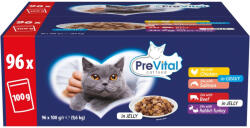 PreVital nedves macskaeledel, macskatáp felnőtt macskáknak alutasakos 96 x 100 g