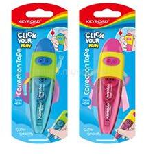 Keyroad Hibajavító roller, nyomógombos, 5 mm x 6 m, Keyroad, vegyes színek (KEYROAD_54305) (KEYROAD_54305)