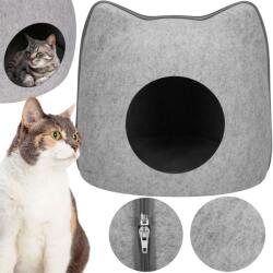 Springos Sprinos Macska fekhely cipzáros párnával 38x36x35, 5cm - Szürke (PA0240)