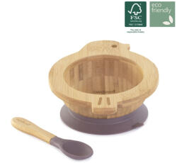 Miniland Set lingurita si bol Miniland Bamboo Chick FCS100% (89471) Set pentru masa bebelusi