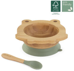 Miniland Set lingurita si bol Miniland Bamboo Frog FCS100% (89470) Set pentru masa bebelusi
