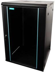 Spacer Cabinet Metalic de Podea Spacer SPCN-18U-600-BK-03 18U 600x600MM Flatpack (Dezasamblat) Usa Sticla cu Blocare Panouri Laterale Detasabile Otel 2MM Sarcina Maxima 1000KG Negru (SPCN-18U-600-BK-03)