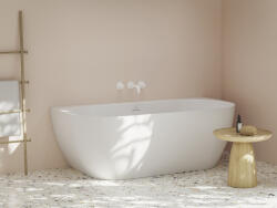 RAVAK Freedom Wall Tec 170x87, akrilkád, matt fehér/fehér, fehér/fekete/króm lefolyó