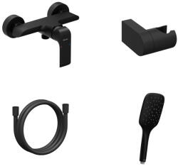 RAVAK Flat Fali zuhanycsaptelep szettel, matt fekete FL 032.20BLM+S - szerelvenycenter