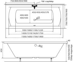 Radaway Helena egyenes akril kád 150x70