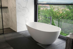 Radaway Vanilla szabadon álló műmárvány kád fekete előlappal