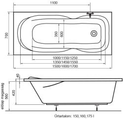 Radaway Molly egyenes kád 150x70