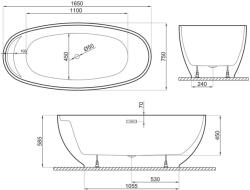 Radaway Zen szabadon álló akril kád 165x75 fehér előlappal
