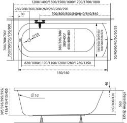 Radaway Mira egyenes akril kád 170x70