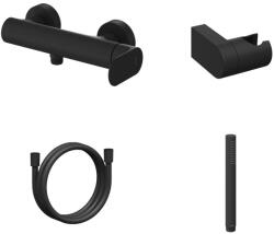 RAVAK Eleganta fali zuhanycsaptelep szett nélkül, matt fekete EL 032.20BLM+S