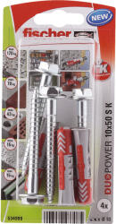 Fischer DUOPOWER 10 x 50 S facsap 4 db Fém, Műanyag Kör (534999)