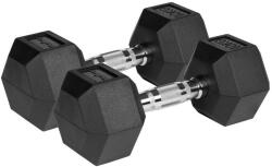 Rebel Active RBA-2325-10 - gumírozott öntöttvas egykezes súlyzó készlet (2x10kg), fekete/ezüst