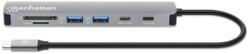 Manhattan Docking Station Manhattan 7-in-1 190442, Gray (190442)