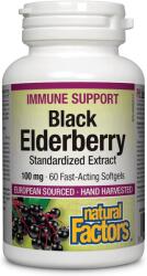 Natural Factors Black Elderberry Standardized Extract, 100 mg, 60 capsule gelatinoase moi, Natural Factors