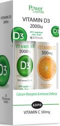 Power Health Vitamin D3 + Vitamin C, 2000 IU/500 mg, 2 x 20 comprimate efervescente, Power of Nature
