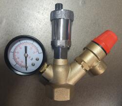  BRH biztonsági szerelvénycsoport (automata légt. , nyomásmérő: 0-6bar, bizt. szelep: 2, 5bar) - be-shop - 8 200 Ft