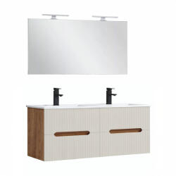 Leziter Trent Mobilier de baie 120 cm lavoar ceramic cu oglindă 60x120 cm sunset stejar-alb (TRENT120SSTF)