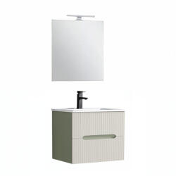 Leziter Trent mobilier de baie 60 cm ceramică chiuvetă (2 sertare) cu oglindă 60x80 cm verde-alb (TRENT60ZF)