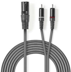 Nedis COTH15200GY30 audio kábel 3 M XLR (3-pin) 2 x RCA Szürke (COTH15200GY30)