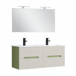 Leziter Trent Mobilier de baie 120 cm lavoar ceramic cu oglindă 60x120 cm verde deschis-alb (TRENT120VZF)