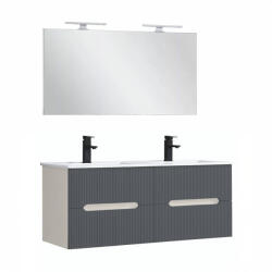 Leziter Trent Mobilier de baie 120 cm lavoar ceramic cu oglindă 60x120 cm alb-antracit gri (TRENT120FANTSZ)