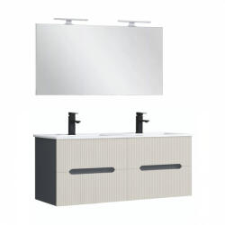 Leziter Trent Mobilier de baie 120 cm lavoar ceramic cu oglindă 60x120 cm antracit gri-alb (TRENT120ANTSZF)