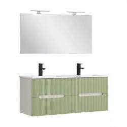 Leziter Trent Mobilier de baie 120 cm lavoar ceramic cu oglindă 60x120 cm alb-verde deschis (TRENT120FVZ)