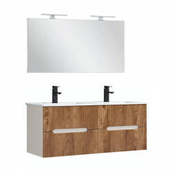 Leziter Trent Mobilier de baie 120 cm lavoar ceramic cu oglindă 60x120 cm stejar alb-sunset (TRENT120FSST)