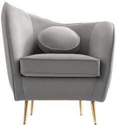TEMPO KONDELA Dizájn fotel, szürke Velvet szövet/gold arany króm, EZIO