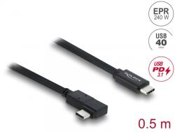 Delock Cablu Coaxial USB 40 Gbps 240W PD 3.1 drept/unghi 90 grade 0.5m Negru, Delock 81709 (81709)