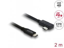 Delock Cablu Coaxial USB 40 Gbps 240W PD 3.1 drept/unghi 90 grade 2m Negru, Delock 81711 (81711)