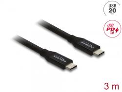 Delock Cablu Coaxial USB 20 Gbps 60W PD 3.1 3m Negru, Delock 81708 (81708)