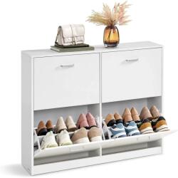 VASAGLE Cipőszekrény 4 billenő ajtóval 24x105x82, 7 cm, fehér (LBC035W01)