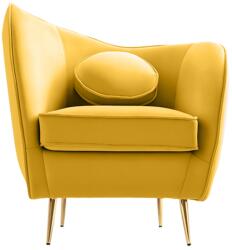 TEMPO KONDELA Fotoliu de design, ţesătură Velvet galbenă/gold crom auriu, EZIO