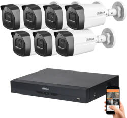 DAHUA 7 biztonsági kamerás IP kamera rendszer 4MP (DAHUA-HFW1430TL2-07)