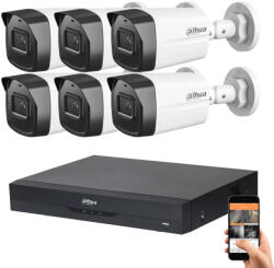 DAHUA 6 biztonsági kamerás IP kamera rendszer 4MP (DAHUA-HFW1430TL2-06)
