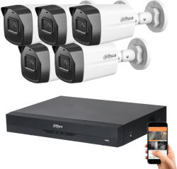 DAHUA 5 biztonsági kamerás IP kamera rendszer 4MP (DAHUA-HFW1430TL2-05)