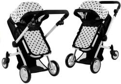 Alice Carucior pentru papusi Alice 2-in-1, design cu buline alb-negru (3816)