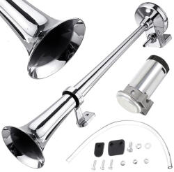 Verk Group Claxon Pneumatic Cromat 150dB cu Compresor 12V (10097)