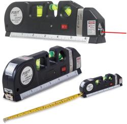 VERK GROUP Nivel cu laser și ruletă de 250 cm cu trei libele, negru (11204)