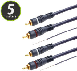 MNC Cablu RCA albastru placat cu aur 5, 0 m - 2 x mufă RCA - 2 x mufă RCA (20155)