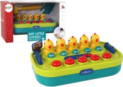 LEAN Toys Bate Găina Verde și Galbenă - Joc de Îndemânare cu Lumini și Sunete, Funcționează pe Baterii (16609)
