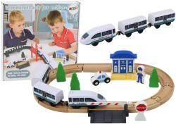 LEAN Toys Set de Tren din Lemn cu Tren și Accesorii (17928) Set model cale ferata