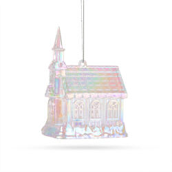 Family Collection Ornament de Craciun - Biserica Irizata, Acrilica - 75 x 100 x 60 mm (58516)