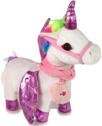 LEAN Toys Calul Mascot interactiv Unicorn cu aripi roz și albe (12686)