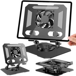 VERK GROUP Suport reglabil pentru tabletă și notebook cu ventilator de răcire USB încorporat, 4-16 inch, negru (04135) Suport laptop