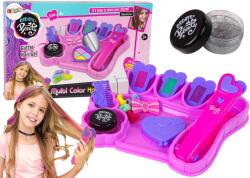 LEAN Toys Cretă de colorat părul pentru fetițe: cu îndreptător de păr și accesorii (19577)